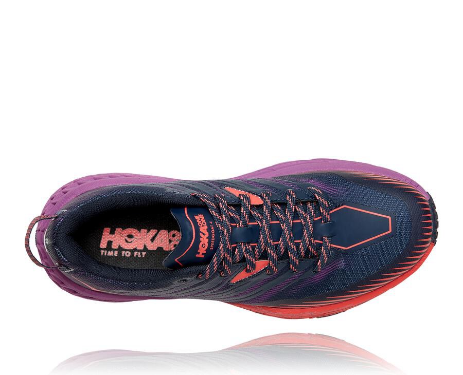 Hoka One One Womens Trail Shoes - Speedgoat 4 - Navy - KJXW16703